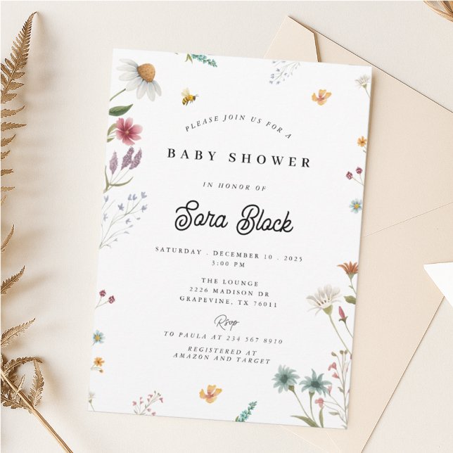 Invitación a Baby Shower con flores silvestres Einladung (Von Creator hochgeladen)
