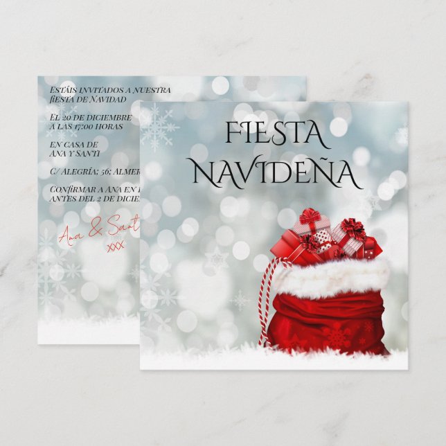 Invitación A La Fiesta Navideña Festiva Einladung (Vorne/Hinten)