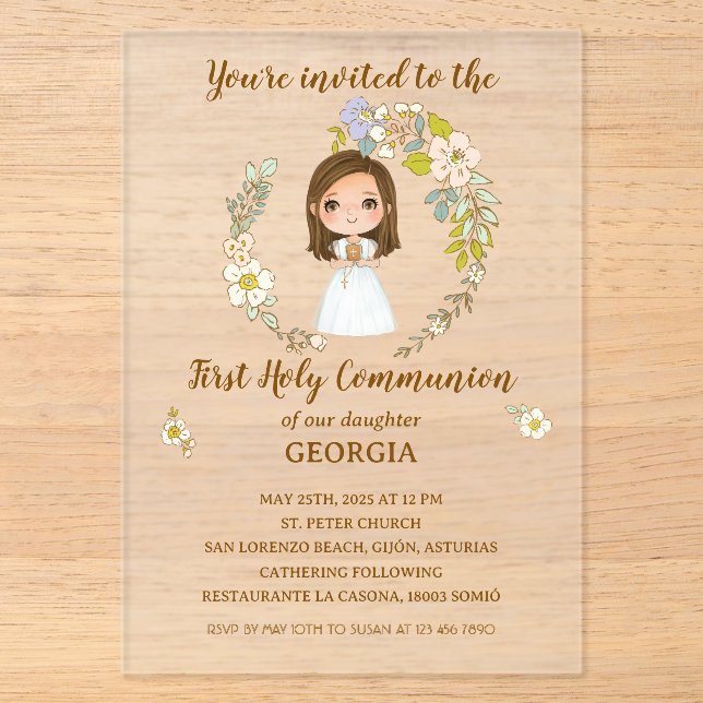Invitación acrílico GEORGIA Primera Comunión Acryleinladungen (Vorderseite)