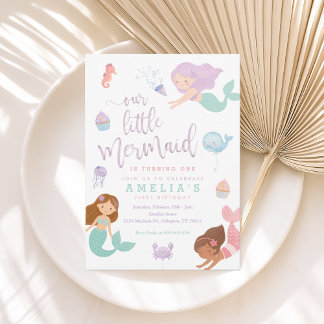 Invitación al cumpleaños de la sirena bajo el mar einladung