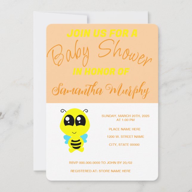 Invitación Baby Bee | Baby Shower Invitation (Devant)