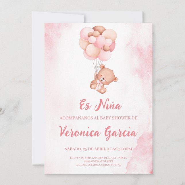 Invitacion baby Dusche para niña Einladung (Vorderseite)