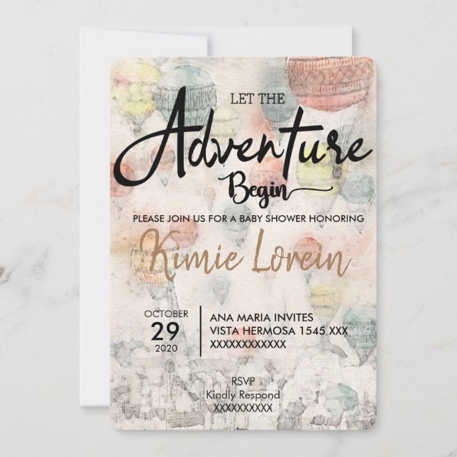 INVITACIÓN BABY SHOWER QUE EMPIECE LA AVENTURA EINLADUNG (Vorderseite)