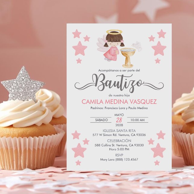 Invitacion Bautizo niñas Taufe Niedlich Twins Ange Einladung (Von Creator hochgeladen)