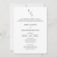 Invitación blanco y negro minimalista
