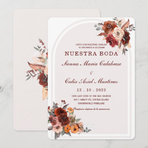 Invitación boda marsala en español invitation