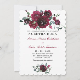 Invitación boda marsala en español invitation