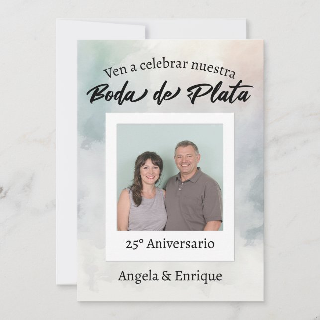 Invitación Boda Plata 25 años Foto Personalizada Einladung (Vorderseite)