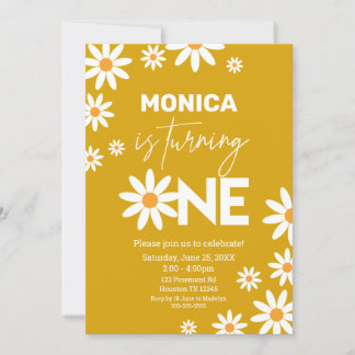 Invitación Boho Daisies One Birthday Party invitat Einladung