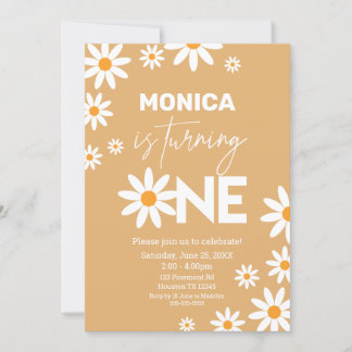 Invitación Boho Daisies One Birthday Party invitat Einladung