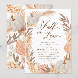 Invitación Boho Pampas Pumpkin White Fall Engageme Einladung