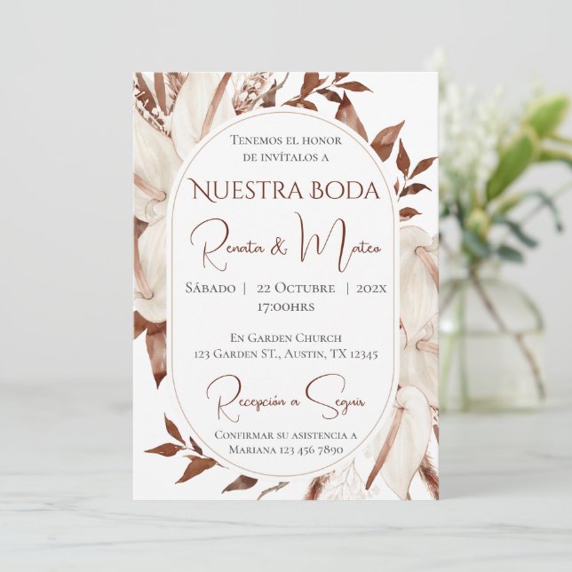 Invitación Boho Spanish Wedding Invitation (Debout devant)