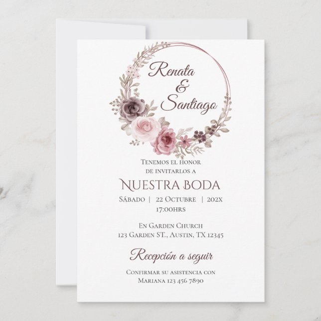 Invitación Boho Spanish Wedding Invitation (Devant)