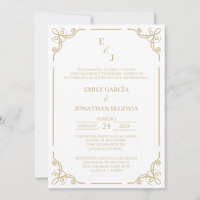 invitación bronce y oro minimalista invitation einladung (Vorderseite)