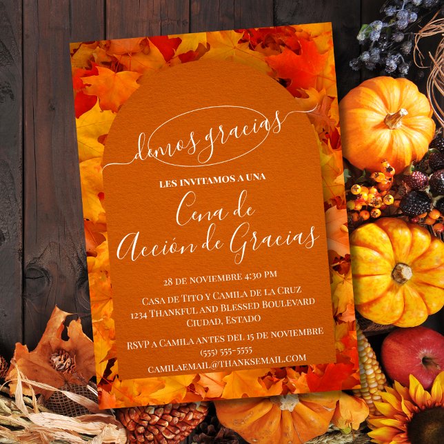 Invitación Cena de Acción de Gracias Hojas Otoño Einladung (Von Creator hochgeladen)
