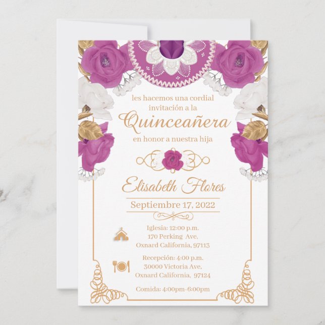 Invitacion Charro Invitation, Lila, Black and Gold Ankündigung (Vorderseite)