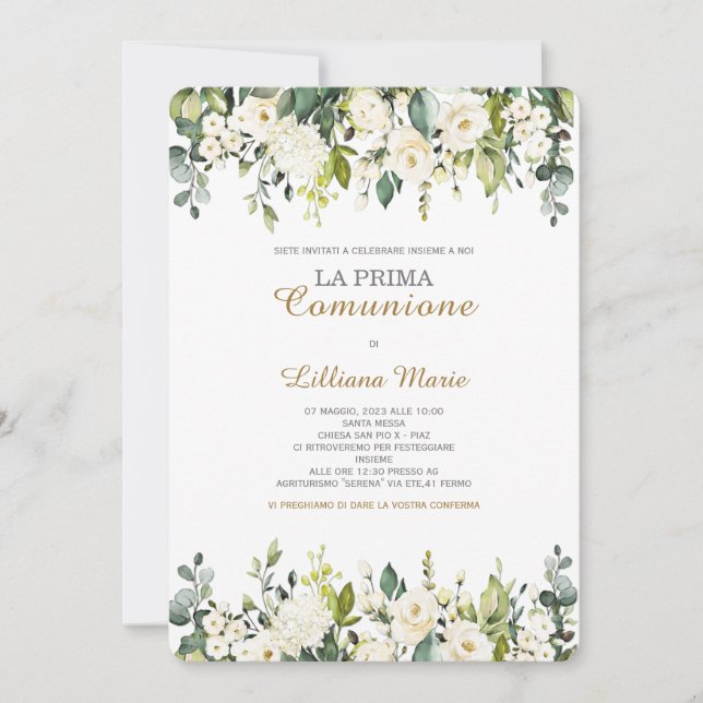 Invitación Comunión Niña Invitation (Devant)