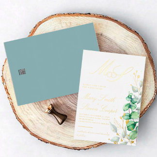Invitación Con Relieve Metalizado Eucalyptus and g Folieneinladung
