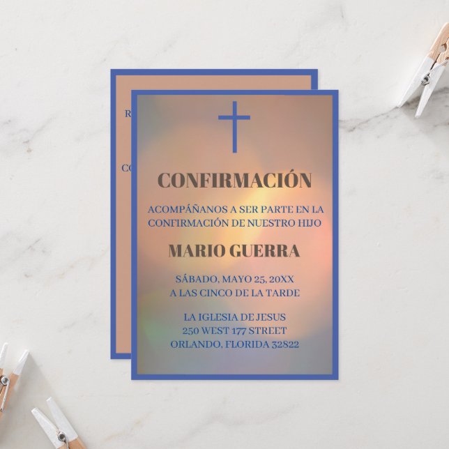 Invitación Confirmación/Bestätigungsfeier Einladung (Vorderseite/Rückseite Beispiel)