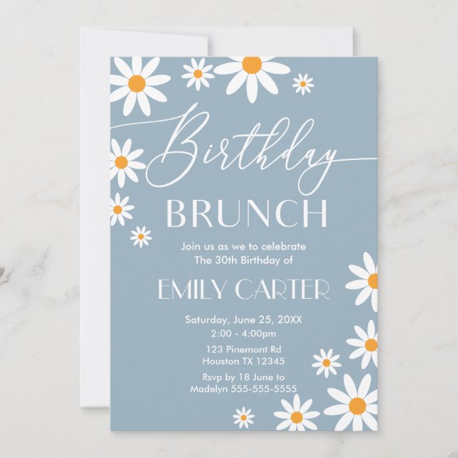Invitación Daisies Birthday Brunch Party Invitatio Einladung (Vorderseite)