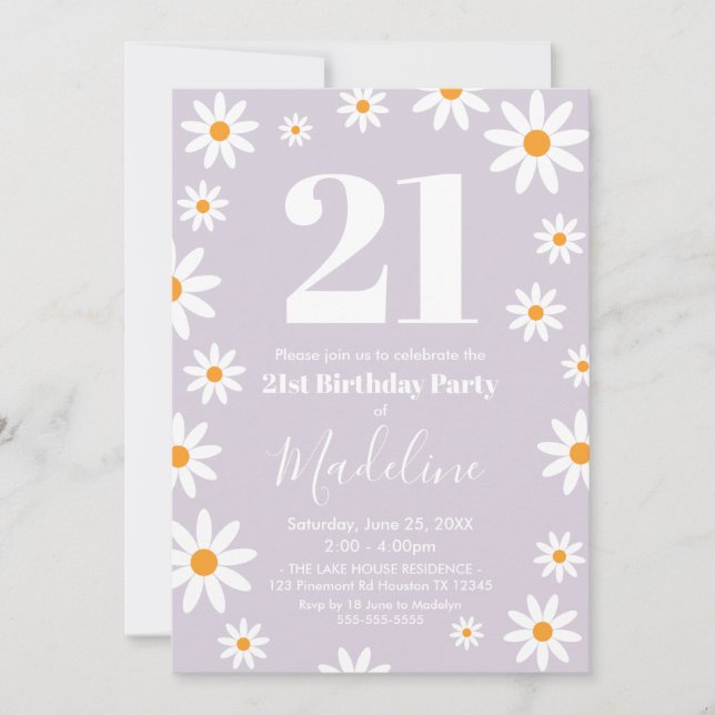 Invitación Daisies lilac Birthday Party Invitation (Devant)