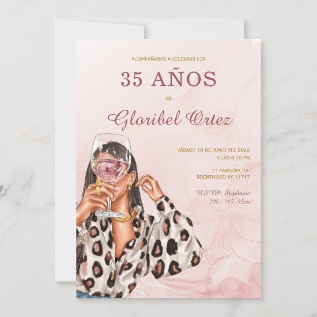 Invitación de 35 Años Mujer Einladung (Vorderseite)