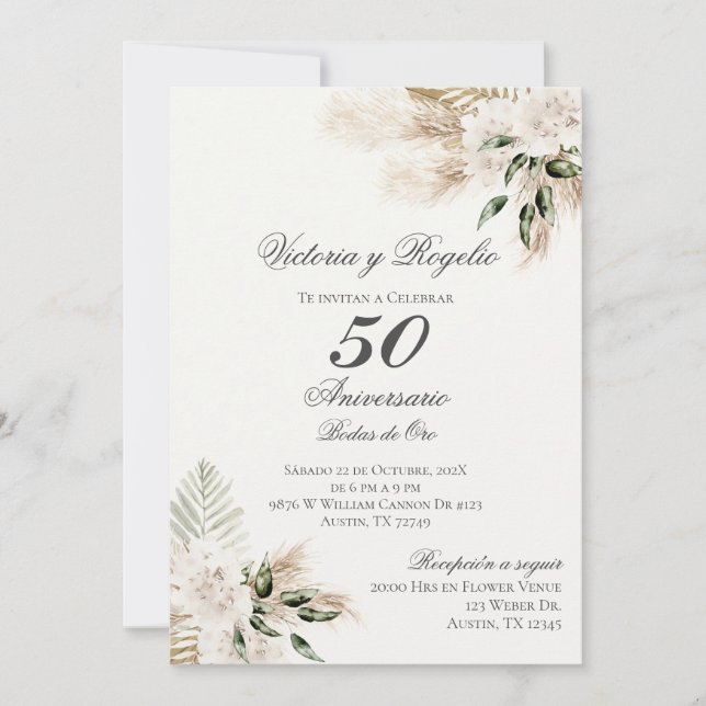 Invitación de 50 Aniversario de Bodas Einladung (Vorderseite)