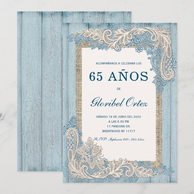 Invitación de 65 Años Mujer Einladung (Vorne/Hinten)