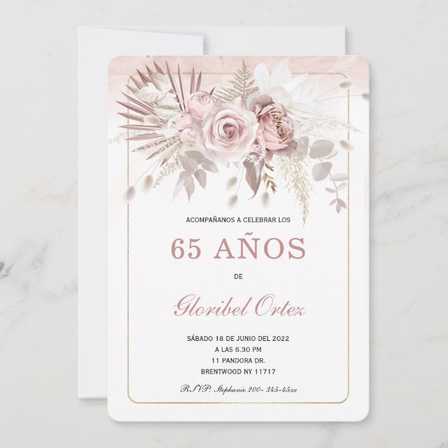 Invitación de 65 Años Mujer Einladung (Vorderseite)