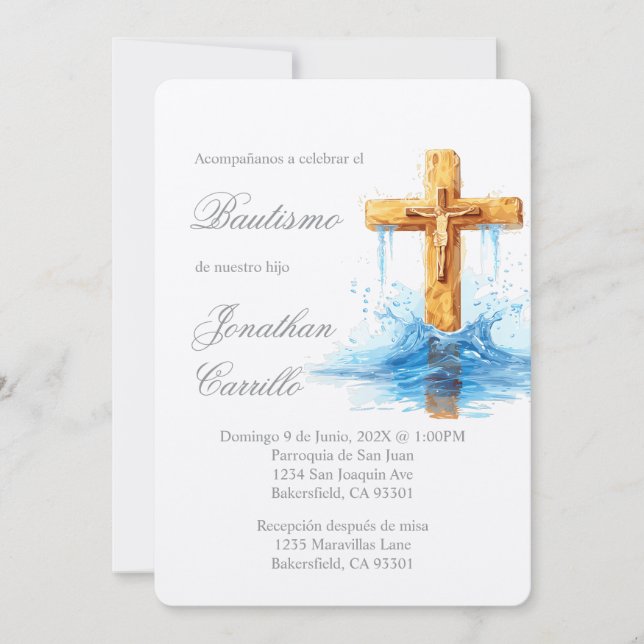 Invitación de bautismo con crucifijo einladung (Vorderseite)