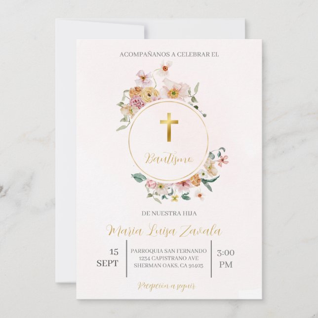 Invitación de bautismo para niña einladung (Vorderseite)