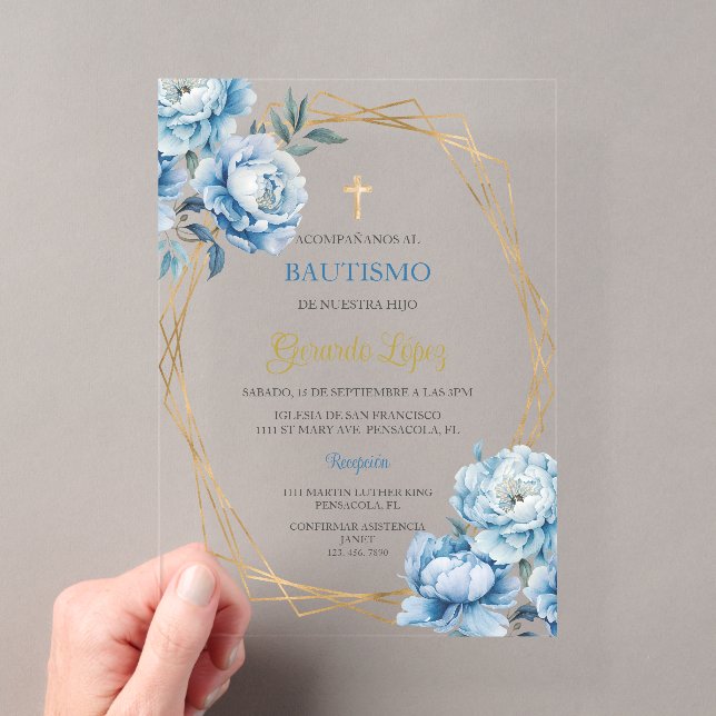Invitación de bautismo para niño acryleinladungen (Insitu (Handheld))