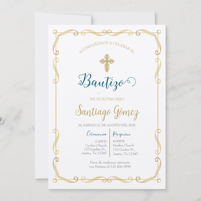 Invitación de bautismo para niño einladung (Vorderseite)