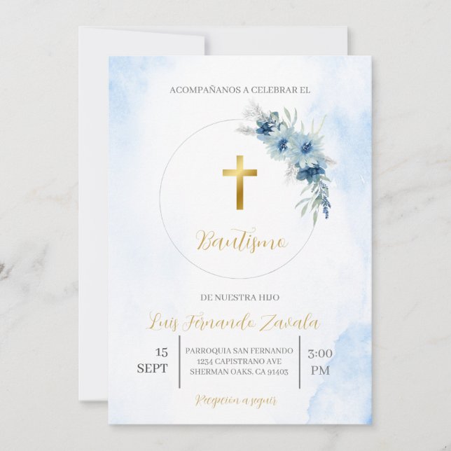 Invitación de bautismo para niño einladung (Vorderseite)