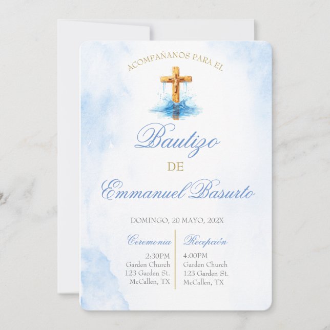 Invitación de bautismo para niño einladung (Vorderseite)