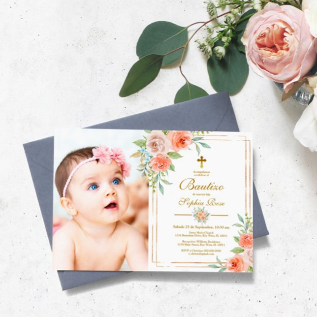 Invitación de Bautizo con Rosas de Jardín Einladung (Von Creator hochgeladen)