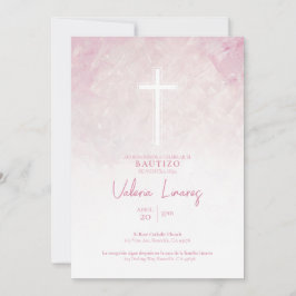 Invitación de Bautizo Niña Rosa Einladung Spaniens