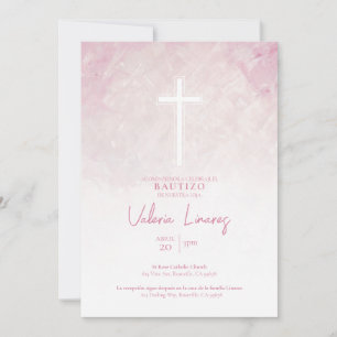 Invitación de Bautizo Niña Rosa Einladung Spaniens