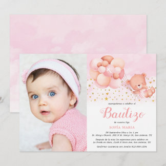 Invitación de Bautizo para Niña con Foto Taufe Einladung