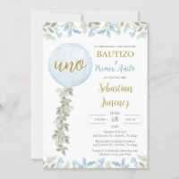 Invitación de Bautizo y primer año en español
