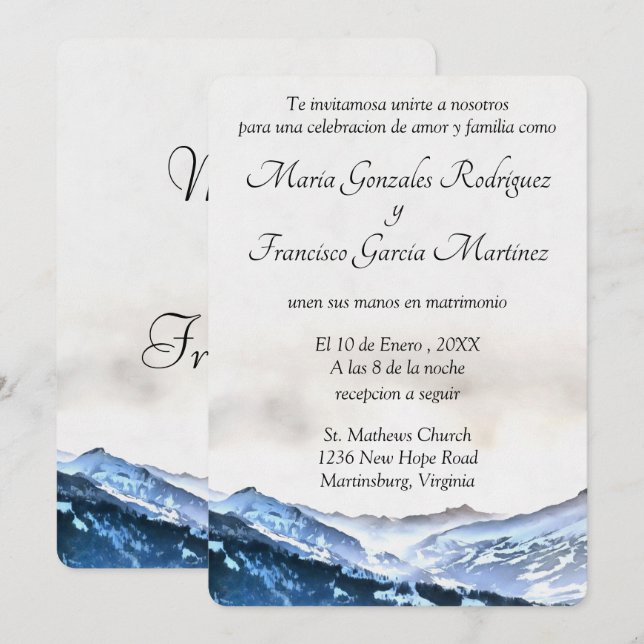 Invitacion de Boda Acuarela Einladung (Vorne/Hinten)