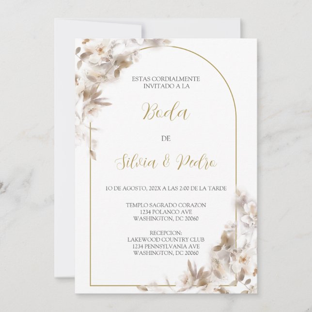 Invitacion de boda con ramo blanco einladung (Vorderseite)