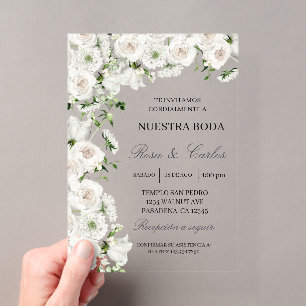 Invitacion de boda de flor hortensia acryleinladungen