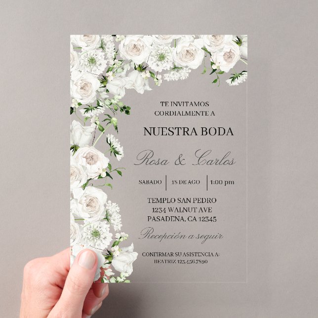 Invitacion de boda de flor hortensia acryleinladungen (Insitu (Handheld))