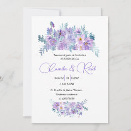 Invitación de Boda “Flores en Tono Lila”