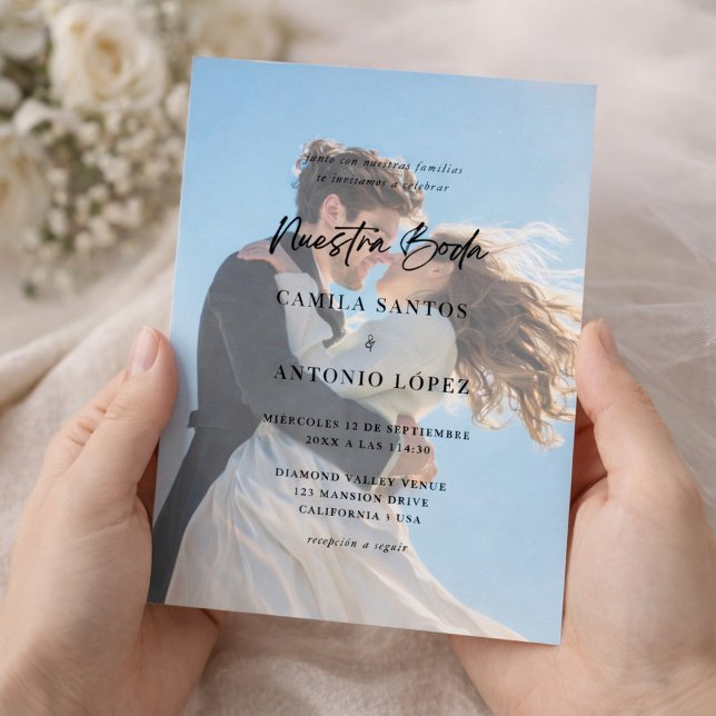 Invitación De Boda Foto Descolorida Caligrafía Einladung (Von Creator hochgeladen)