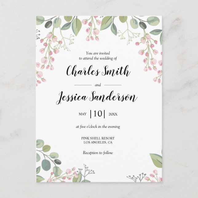 Invitación de Boda Postkarte (Vorderseite)
