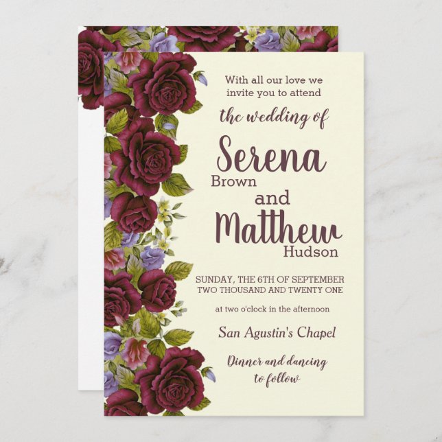 Invitación de Boda - Wedding Invitation (Devant / Derrière)