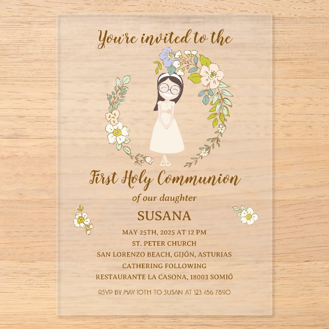 Invitación de Comunión sobre acrílico SUSANA Acryleinladungen (Vorderseite)
