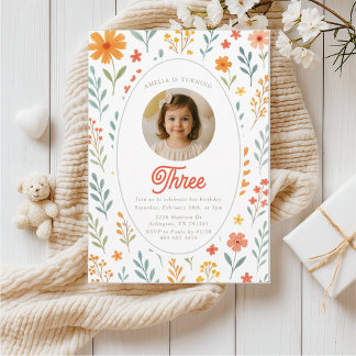 Invitación de cumpleaños de Flor Silvestre Floral Einladung